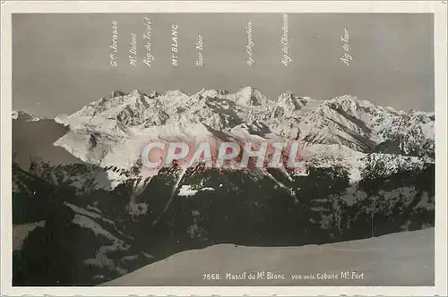 Moderne Karte Massif du Mt Blanc vue de la Cabane Mt Fort