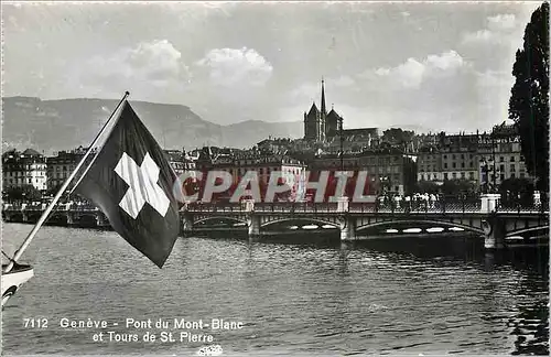 Cartes postales moderne Geneve pont du Mont Balnc et tours de St Pierre