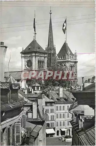 Cartes postales moderne Geneve le rue Etienne Dumont le Bourg de Four et les Tours de St Pierre
