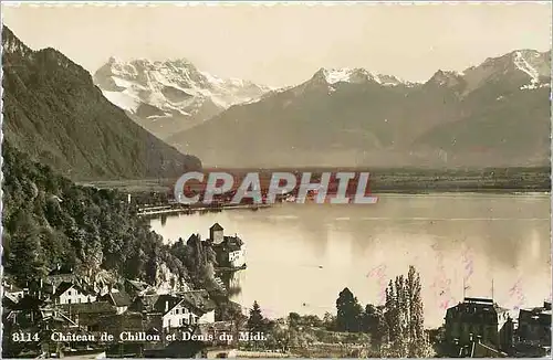 Cartes postales Chateau de Chillon et dents du midi