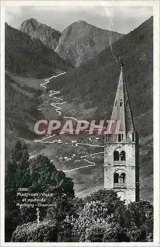 Moderne Karte Martigny ville et route de Martigny Chamonix