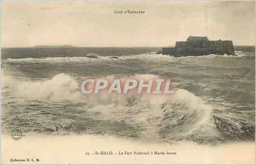 Cartes postales Cote d'Emeraude St Malo le Fort National a Maree haute