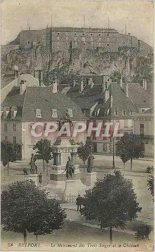 Ansichtskarte AK Belfort le monument des Trois Sieges et le Chateau