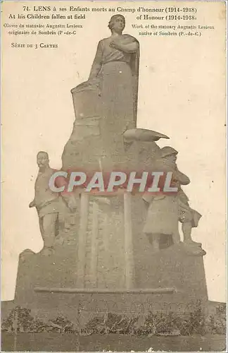 Cartes postales Lens a ses enfants morts au Champ d'honneur 1914 1918