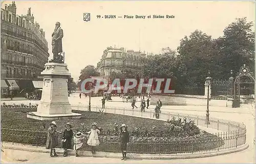 Cartes postales Dijon place Darcy et statue Rude