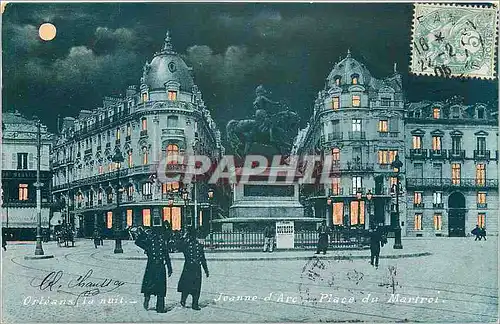 Cartes postales Orleans la nuit Jeanne d'Arc place du Martroi