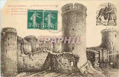 Cartes postales Coucy le Chateau les ruines avant leur restauration