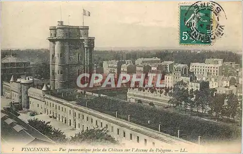 Ansichtskarte AK Vincennes vue panoramique prise du chateau sur l'Avenue du Polygone