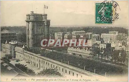 Cartes postales Vincennes vue panoramique prise du chateau sur l'Avenue du Polygone