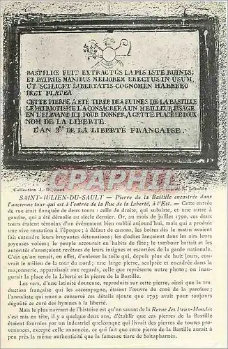 Cartes postales Saint Julien du Sault Pierre de la Bastille encastree dans l'ancienne tour qui est a l'entree de