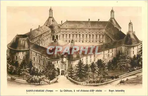 Cartes postales Saint Fargeau Yonne le chateau a vol d'oiseau XII siecle