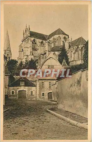 Cartes postales Auxerre Yonne Abbaye St Germain et vieille maison place Courbet