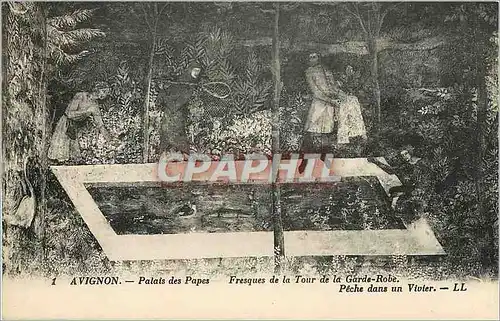 Cartes postales Avignon Palais des Papes Fresques de la Tour de la Garde Robe peche dans un Vivier