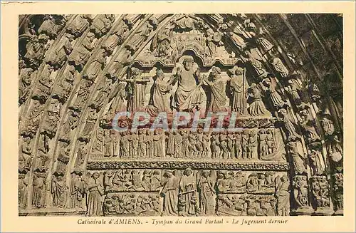 Cartes postales Cathedrale d'Amiens Tympan du Grand Portail le Jugement dernier