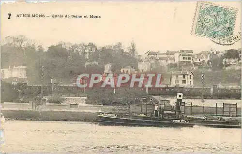 Cartes postales Athis Mons Quais de Seine et Mons Train