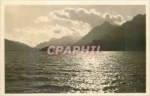 Ansichtskarte AK Abendstimmung am Silsersee Blick gegen Maloja Ober Engadin