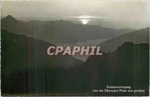 Moderne Karte Sonnenuntergang von der Schynigen Platte aus gesehen