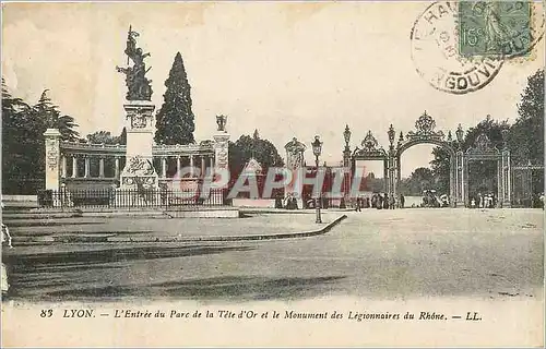 Ansichtskarte AK Lyon l'entree du Parc de la Tete d'Or et le Monument des Legionnaires du Rhone