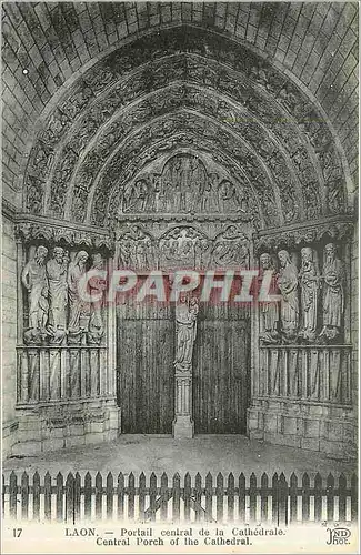 Cartes postales Laon Portail central de la Cathedrale