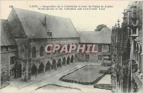 Cartes postales Laon Gargouilles de la Cathedrale et Cour du Palais de Justice