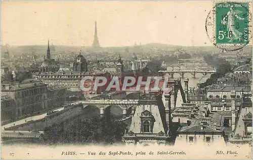 Cartes postales Paris vue des Sept Ponts prise de Saint Gervais Tour Eiffel