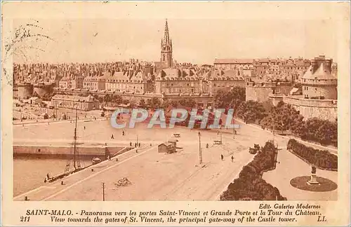 Ansichtskarte AK Saint Malo Panorama vers les portes Saint Vincent et Grande Porte et la Tour du Chateau