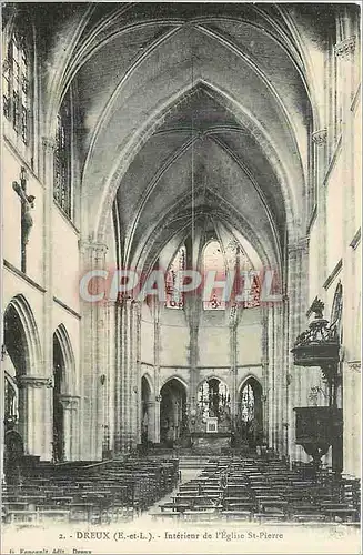 Cartes postales Dreux E et L interieur de l'eglise St Pierre