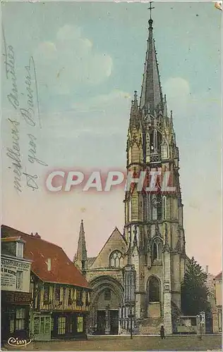 Ansichtskarte AK Lillebonne Seine Inf l'eglise et vieille Maison Normande