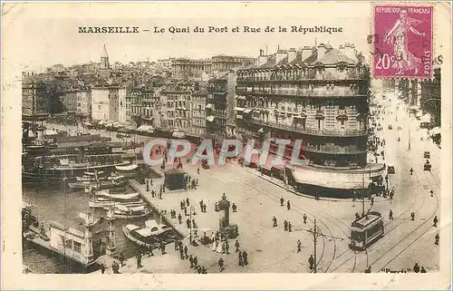 Cartes postales Marseille le Quai du Port et rue de la Republique