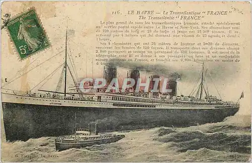 Ansichtskarte AK Le Havre le Transatlantique France Bateaux