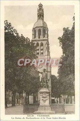 Ansichtskarte AK Vendome la statue de Rochambeau et la tour Saint Martin