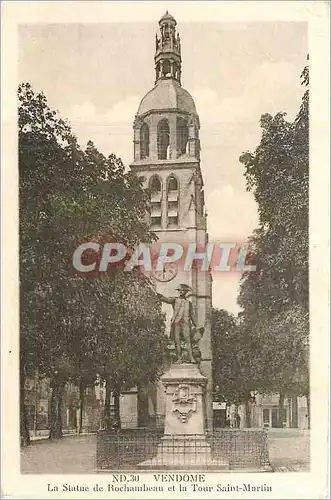 Cartes postales Vendome la statue de Rochambeau et la tour Saint Martin