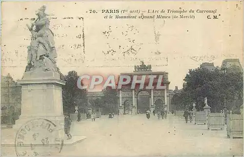 Ansichtskarte AK Paris 1er arrt l'arc the Triomphe du Carrousel et le monument Quand Meme de Mercie