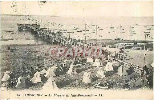 Cartes postales Arcachon la plage et la Jetee Promenade