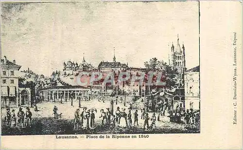 Cartes postales Lausanne place de la Riponne en 1840