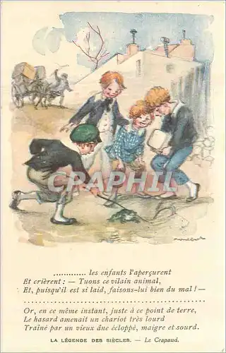 Ansichtskarte AK Illustrateur Poulbot Crapeau Grenouille Enfant La Legende des Siecles Victor Hugo