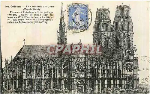 Cartes postales Orleans la cathedrale Ste Croix facade nord monument historique style gothique