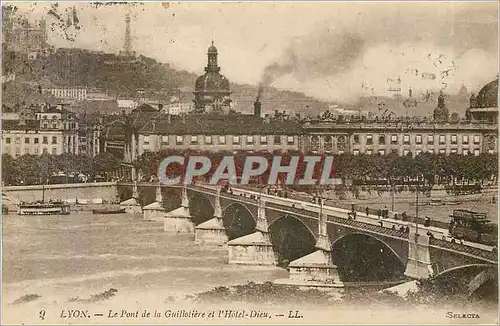 Cartes postales Lyon le pont de la Guillotiere et l'hotel Dieu