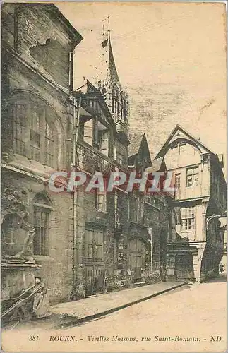 Cartes postales Rouen Vieilles Maisons rue Saint Romain (animee  vieille femme)