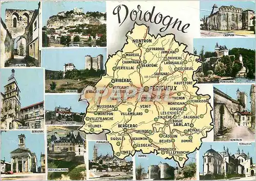 Moderne Karte Dordogne Prefecture Perigeux Sous Prefecture Bergerac Nontron Sarlat