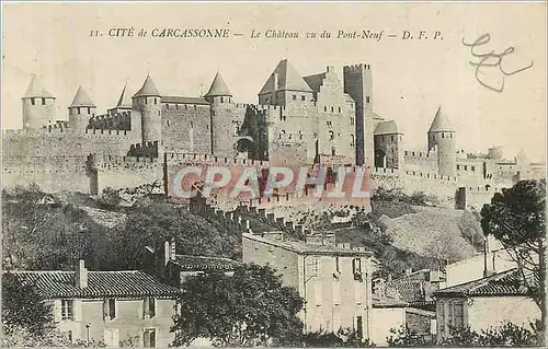 Cartes postales Cite de Carcassonne Le Chateau vu du Pont Neuf
