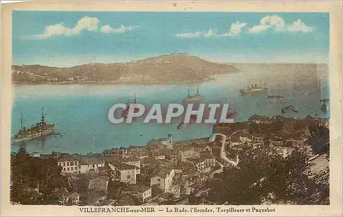 Cartes postales Villefranche sur Mer La rade l'Escadre Torpilleurs et Paquebot