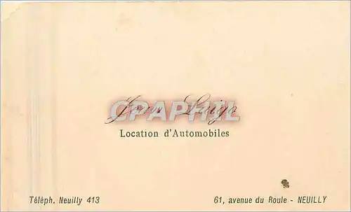 Carte de visite Location d'Automobiles Neuilly  Avenue du Roule Jean Laigo