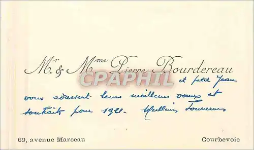 Carte de visite Mr Mme Lierre Bourdereau Courbevoie Avenue Marceau