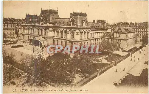 Cartes postales Lyon La Prefecture et ensemble des Jardins