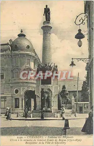Cartes postales Chambery Fontaine des Elephants Elevee a la memoire du General Comte de Boigne