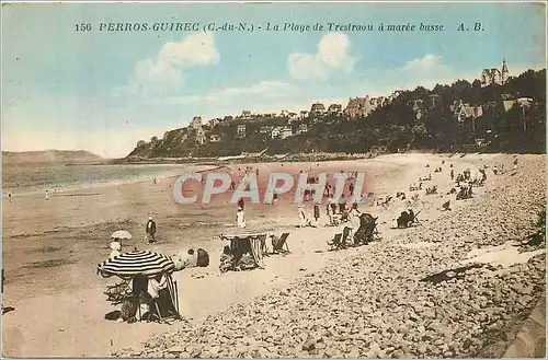 Cartes postales Perros Guirec C du N La Plage de Trestraou a maree basse