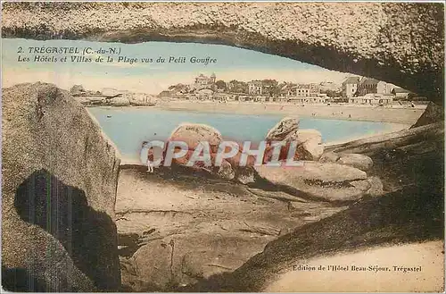 Cartes postales Tregastel C du N Les Hotels et Villas de la Plage vus du Petit Gouffre