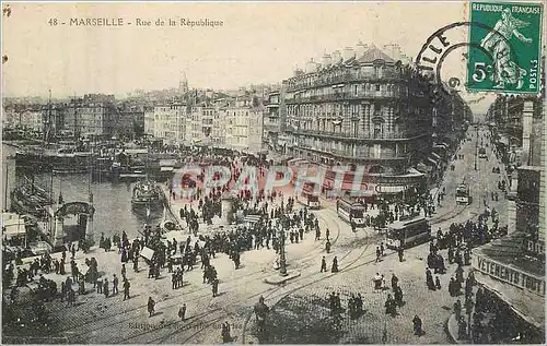 Ansichtskarte AK Marseille Rue de la Republique Tramway