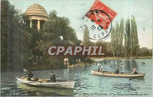 Cartes postales Bois de Vincennes Le Lac Daumesnit et la Temple grec